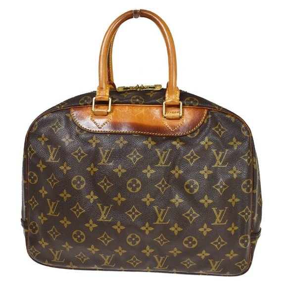 LOUIS VUITTON LV Logo Deauville Hand Bag Monogram Leather Brown - Picture 3 of 16
